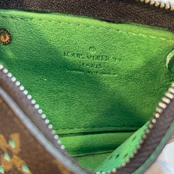 Louis Vuitton Limited Edition Green Monogram Perforated Pochette Cles Key Pouch - Picture 9 of 10